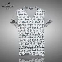 2017 hommes hermes t-shirts mercerized cotton col-v gray